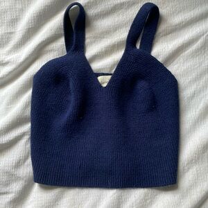 Blue knit tank top